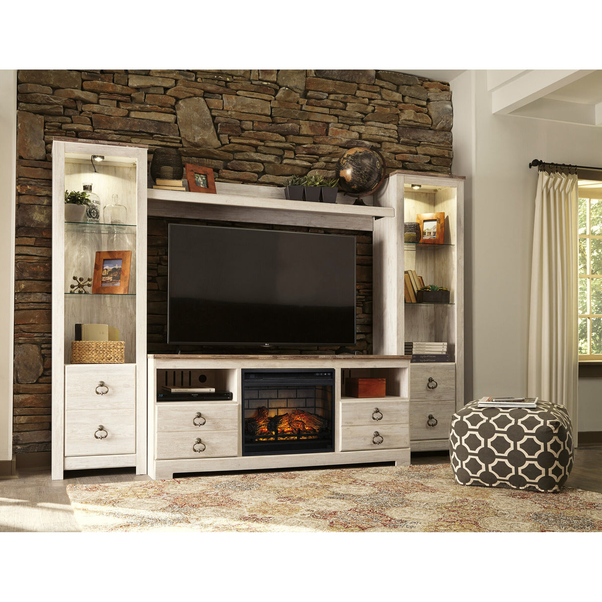 Willowton 4 Piece Fireplace Entertainment Center - QK1028102_ASHL_LF1_RM