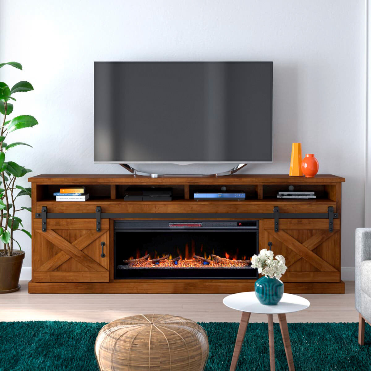 Farmhouse 94 Inch Fireplace Console - QK1042033_LEGE_LF1_RM