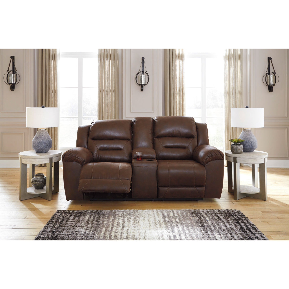 Stoneland Power Reclining Console Loveseat - QK1048469_ASHL_LF1_RM