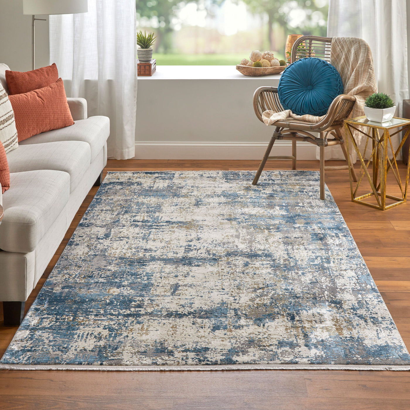 DSC Cadiz Blue Rug in living room
