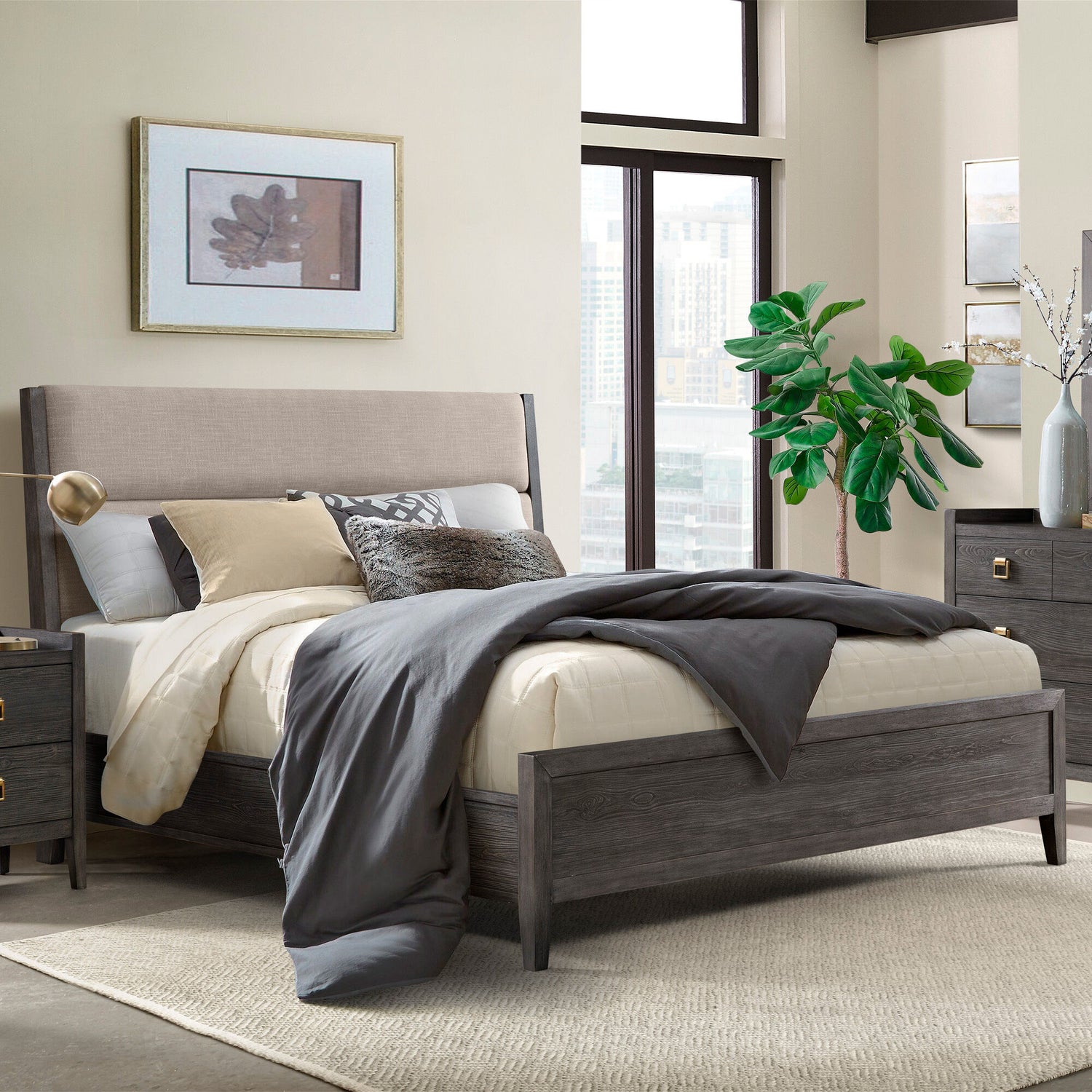 Portia Bed with bedding in bedroom