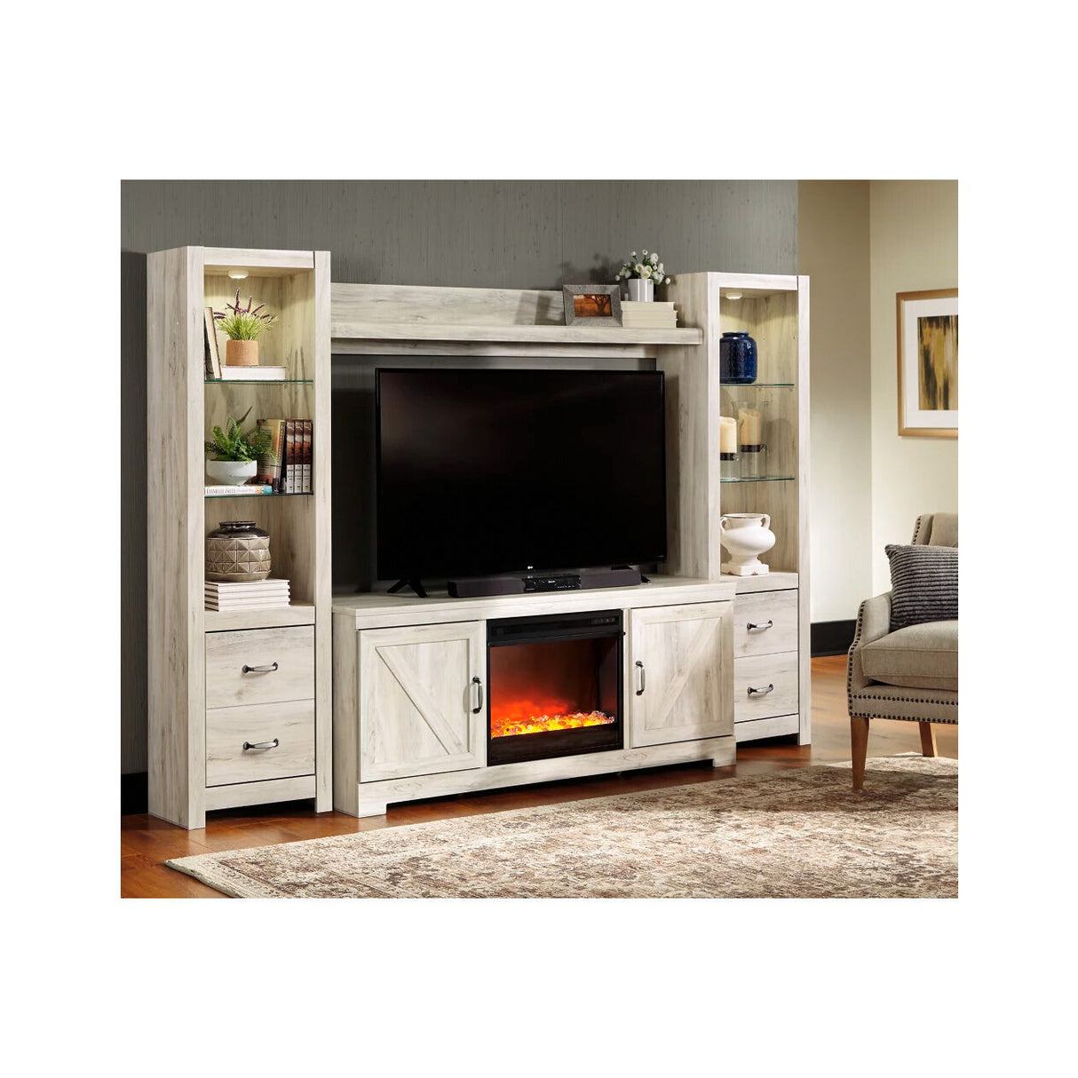 Bellaby 4 Piece 63 Inch Fireplace Entertainment Center - QK1083339_ASHL_LF1_RM