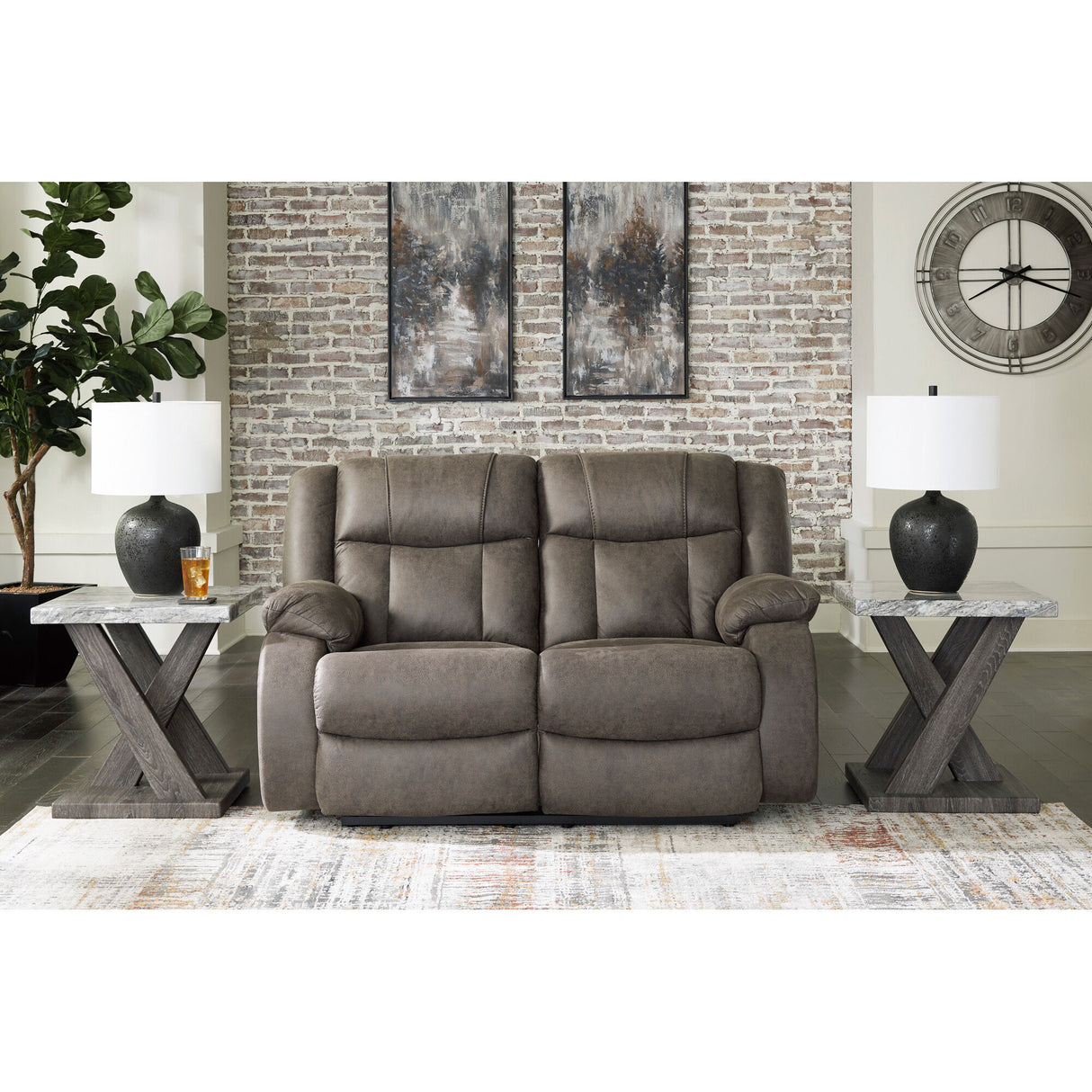 First Base Reclining Loveseat - QK1086602_ASHL_LF2_RM