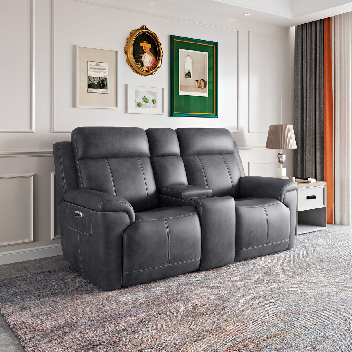 Amelia Power Reclining Console Loveseat with Power Headrests & Lumbar - QK1086629_FLXS_LF1_RM