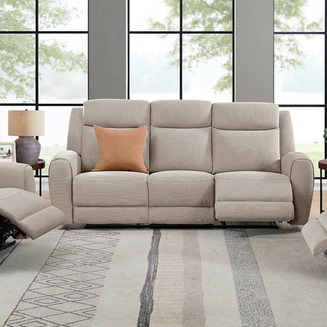 Leather power reclining sofa