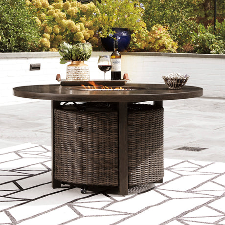 Brown round patio firepit