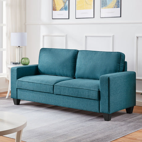 Small loveseat with throw pillows