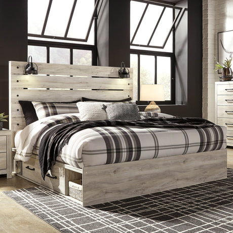 Queen storage bed with scones