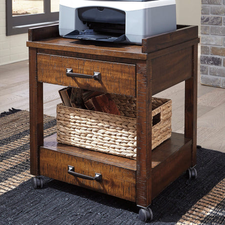 Wood file cabinet with three drawers