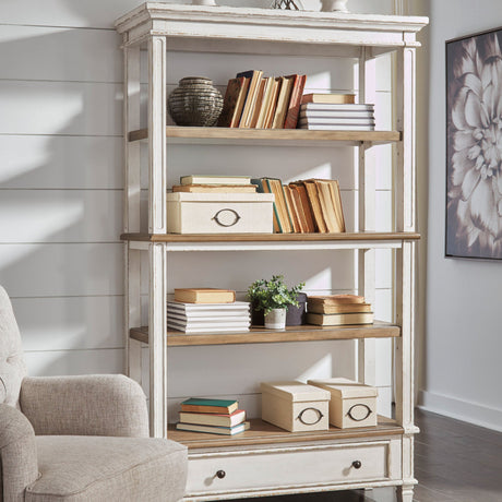 White wood bookcase with five shelves