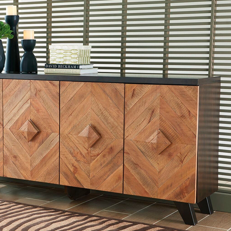 What wooden server with seven drawers