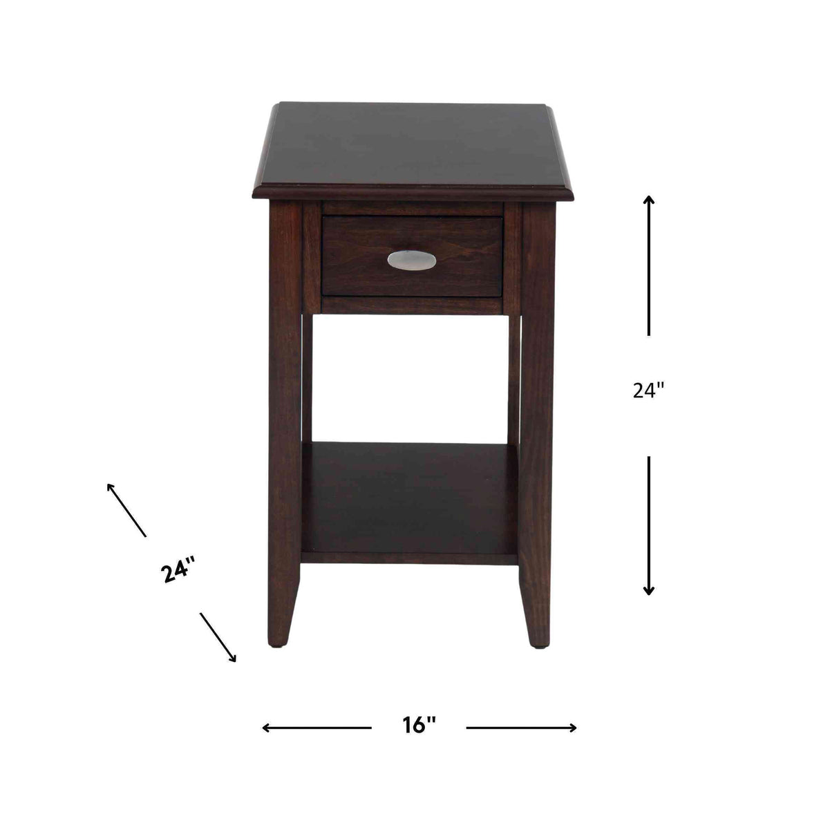 Detail image of Radcliffe Merlot Chairside Table with overlay of product dimensions