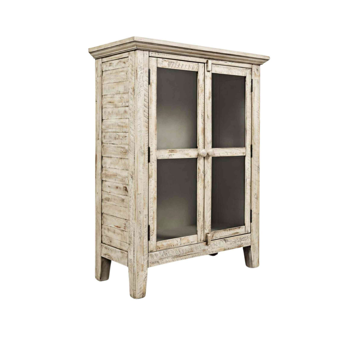 Front left view of Rustic Shores Antique White 2 Door Cabinet