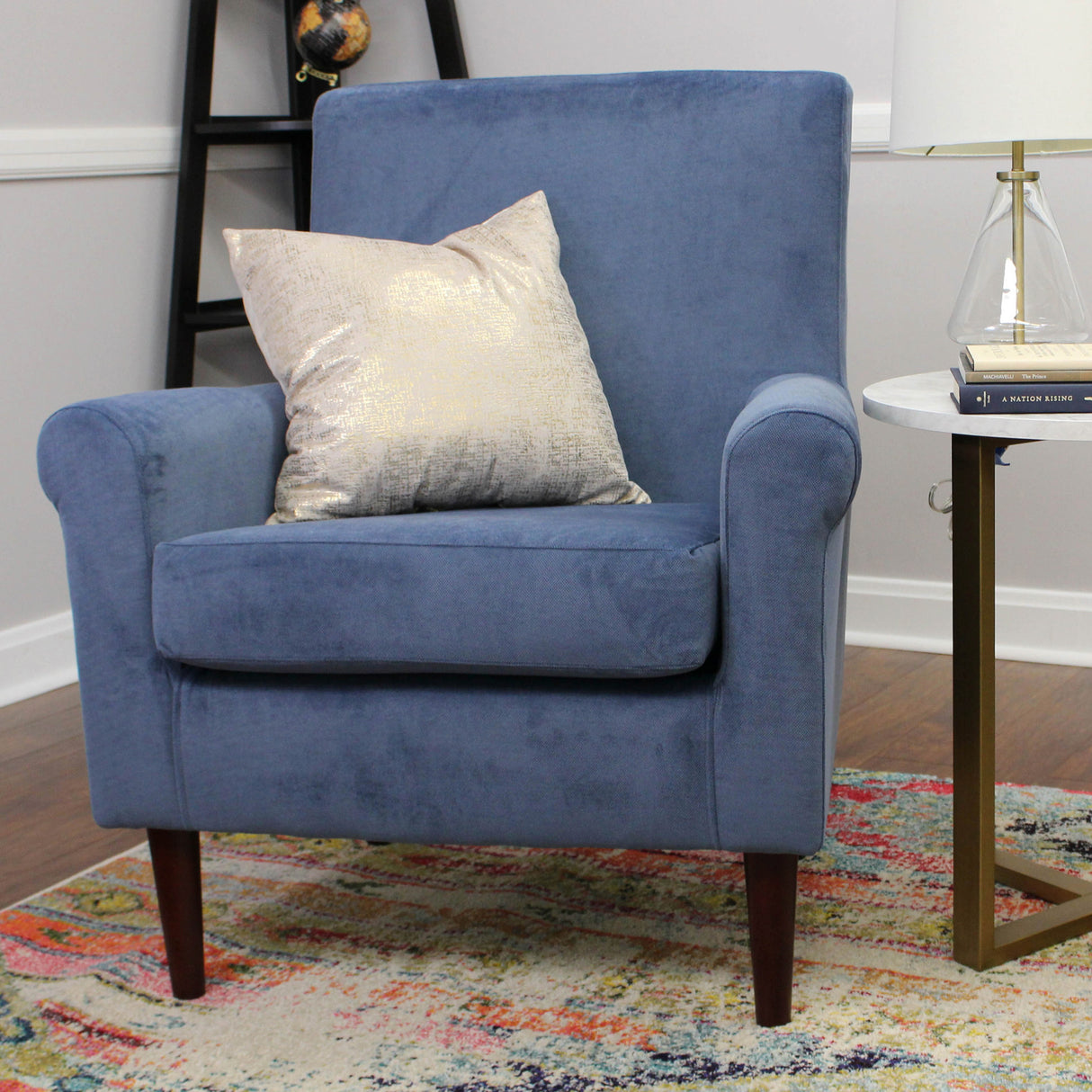 A room setting featuring Ellis Navy Accent Chair