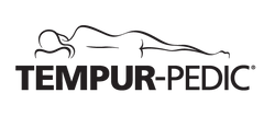 Tempur-Pedic logo with a stylized silhouette of a person lying on their side.