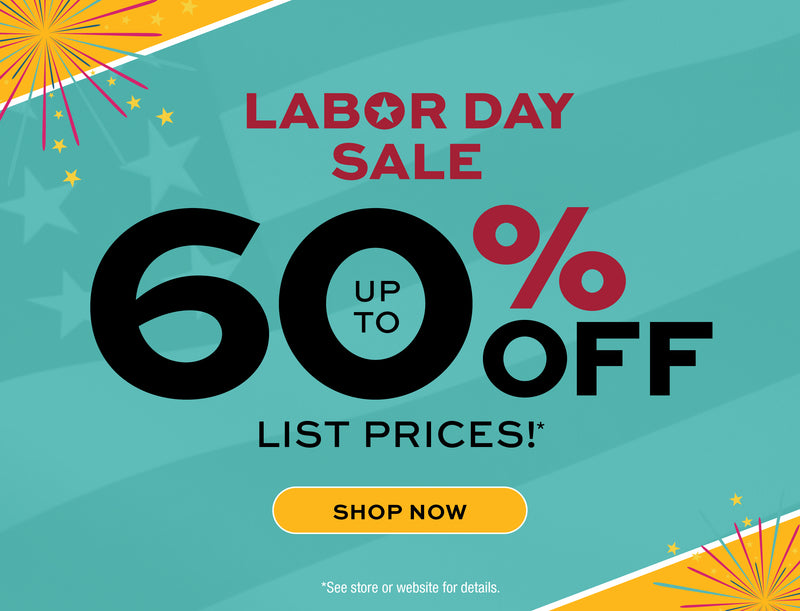 Labor Day Sale.  Up to 60% off List Prices!  Promotional banner with Labor Day sale advertisement.