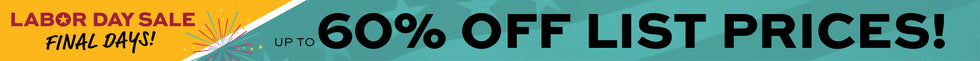 Promotional banner with text 'Labor Day Sale Final Days!  Up to 60% off list prices' during a labor day sale.