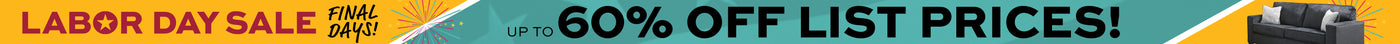 Promotional banner for Labor Day sale with 'Labor Day Sale Final Days up to 60% off list prices' text.
