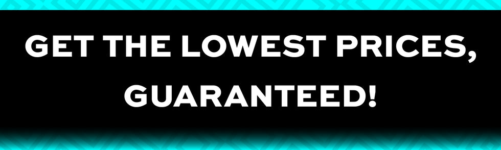 Promotional text 'Get the lowest prices, guaranteed!' on a black background with blue accents.