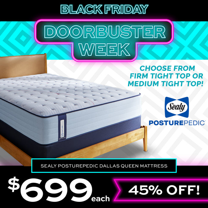 Black Friday Doorbuster Week Sealy Posturepedic Dallas Queen Mattress $699 Your Choice