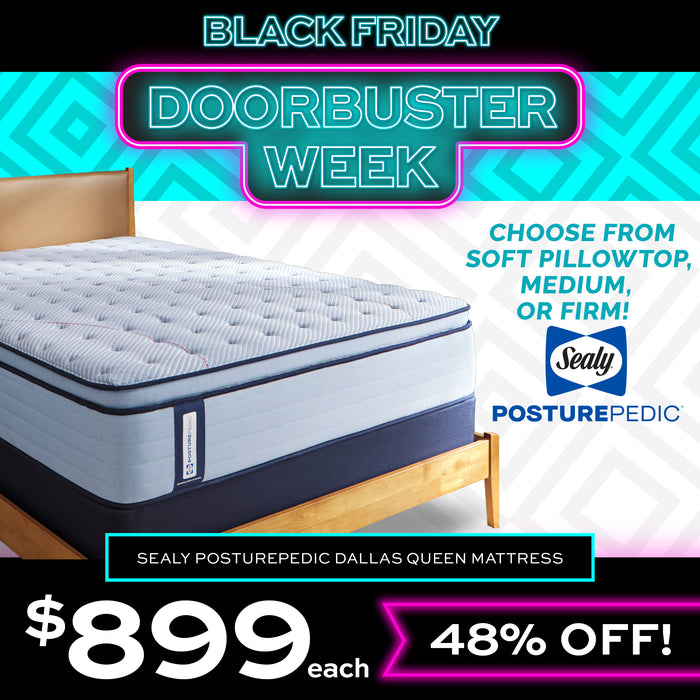 Black Friday Doorbuster Week Sealy Posturepedic Dallas Queen Mattress $899 Your Choice