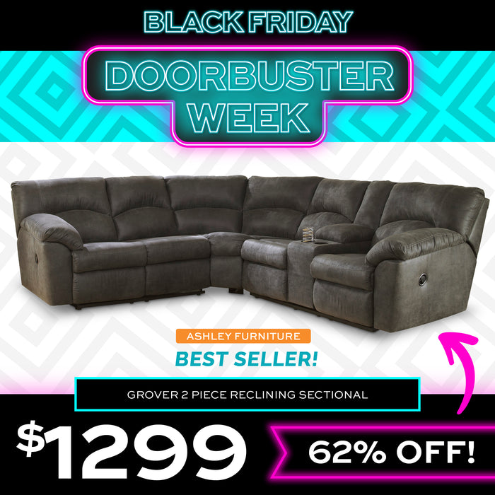 Black Friday Doorbuster Week Ashley Furniture Grover 2 Piece Reclining Sectional $1299