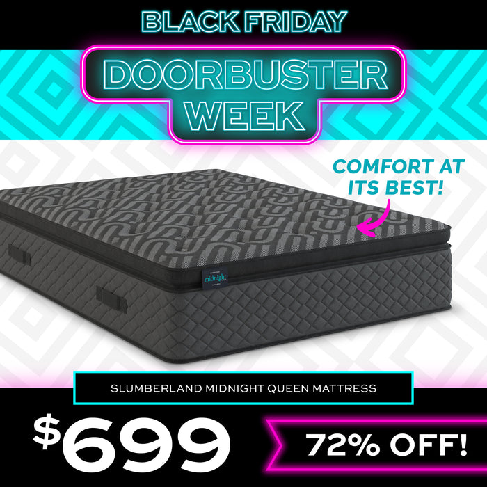 Black Friday Doorbuster Week Slumberland Midnight Queen Mattress $699