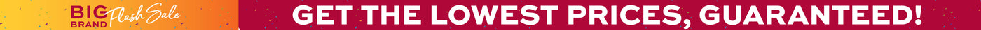 Promotional banner with 'Big Brand Flash Sale - Get the lowest prices, guaranteed!' text on a colorful background.