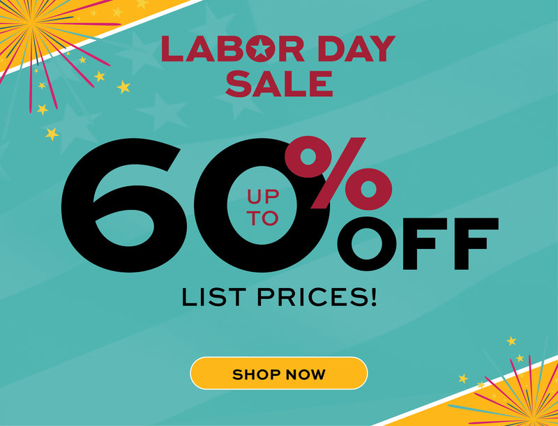 Labor Day sale advertisement with 60% off text on a blue background