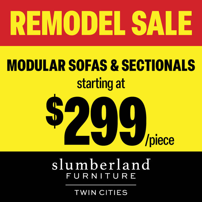 Slumberland Furniture remodel sale advertisement for modular sofas and sectionals.