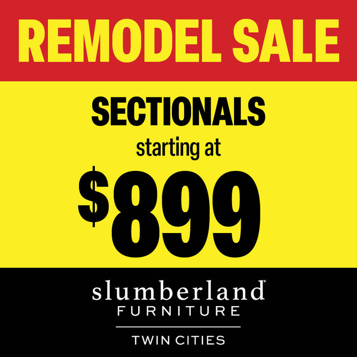 Advertisement for Slumberland Furniture's remodel sale with sectionals starting at $899.
