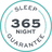 Sleep 365 Night Guarantee logo with teal border on white background