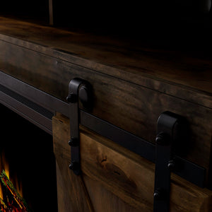 Detail view of Farmhouse Barnwood 66 Inch Fireplace Console