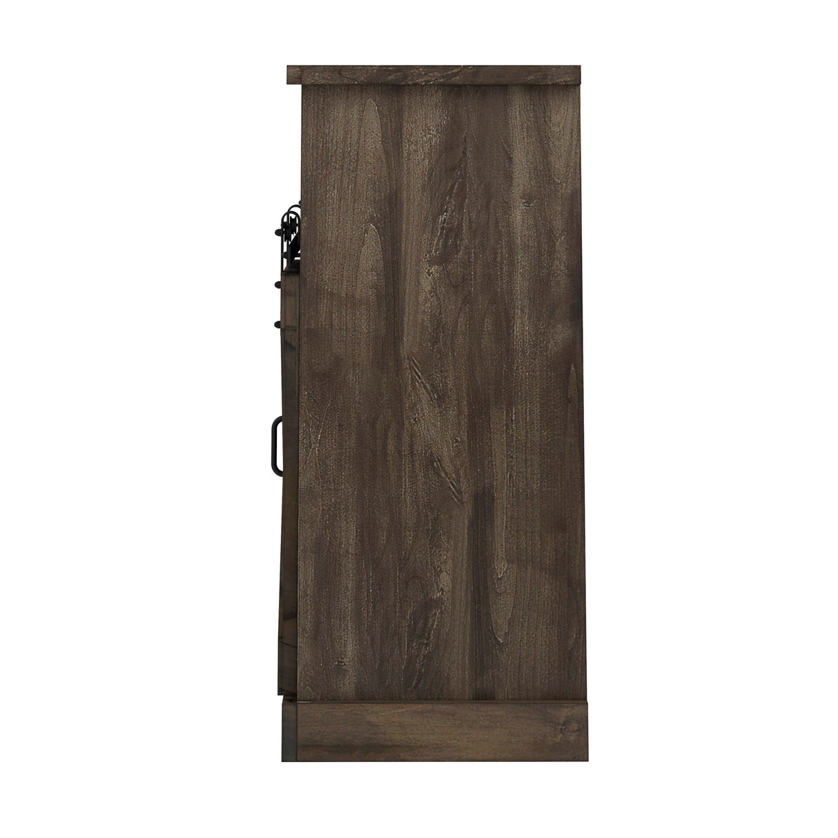 Right side view of Farmhouse Barnwood 66 Inch Fireplace Console