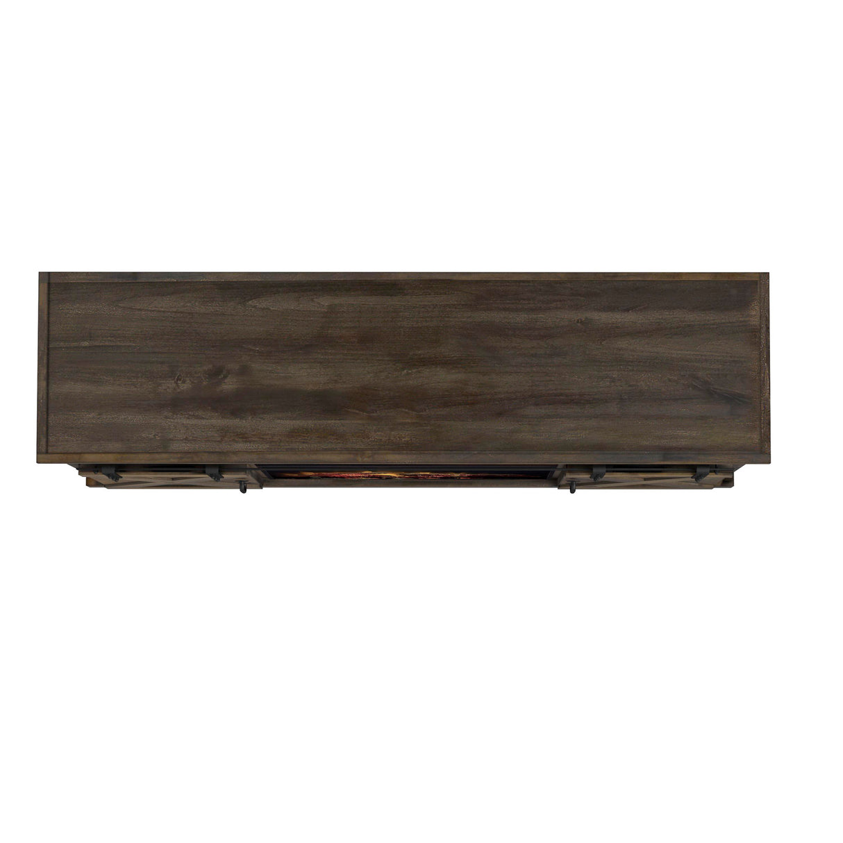 Top view of Farmhouse Barnwood 66 Inch Fireplace Console