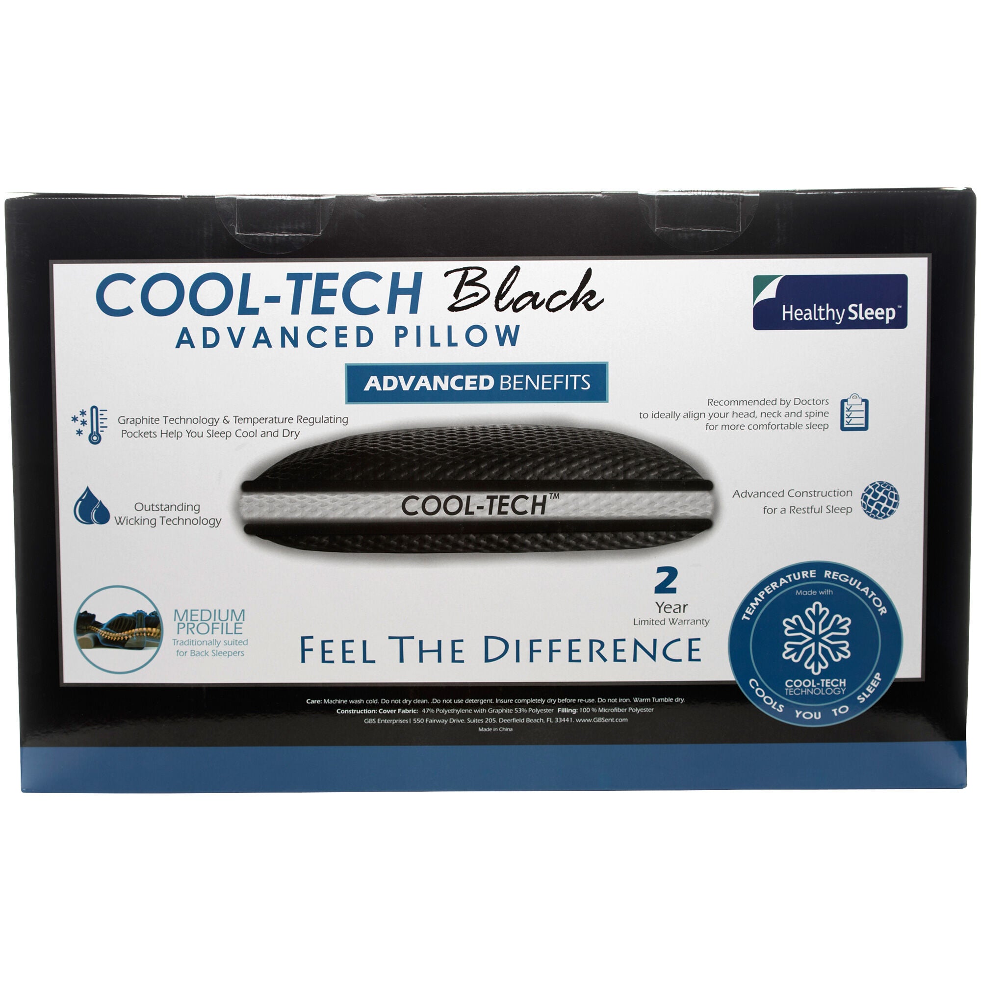 プロテイン　rest well  sleep tech Healthy Sleep Cool-Tech Graphite King Pillow | WG&R Furniture