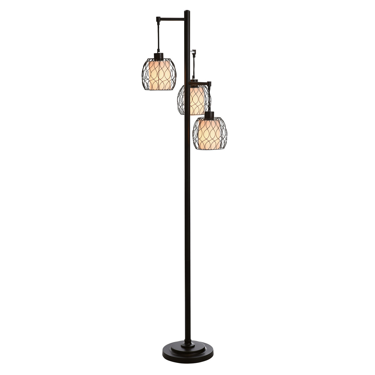 Front left view of Orson Bronze Three Head Floor Lamp