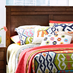 diego wood headboard and bed in bedroom