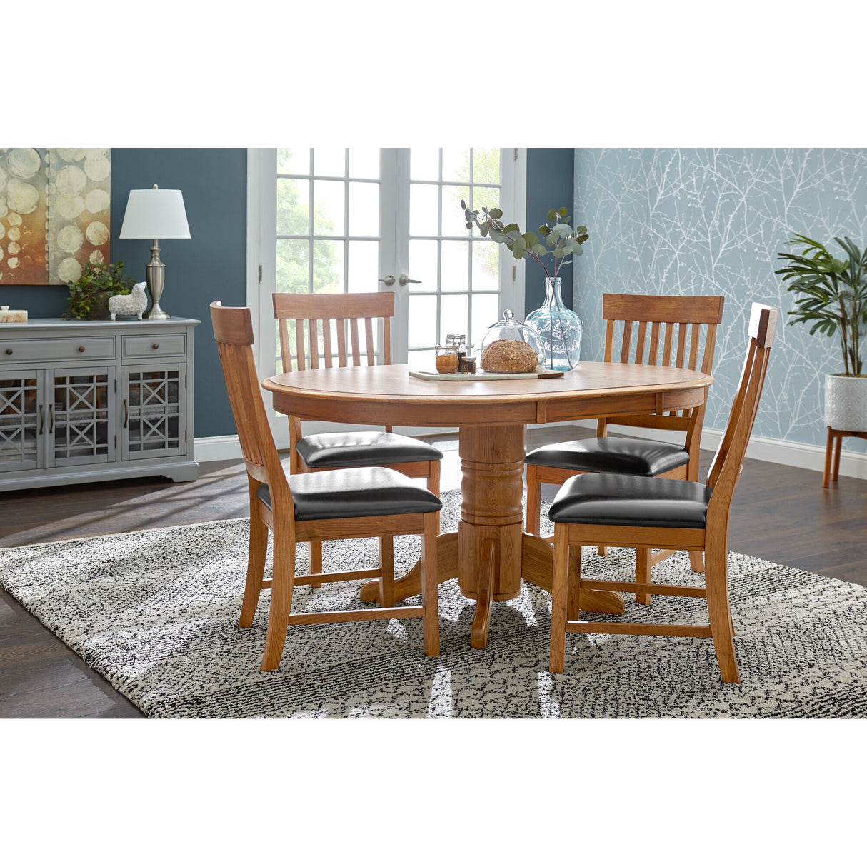 Jefferson 5 Piece Slat Back Pedestal Dining Set - PINT132_2