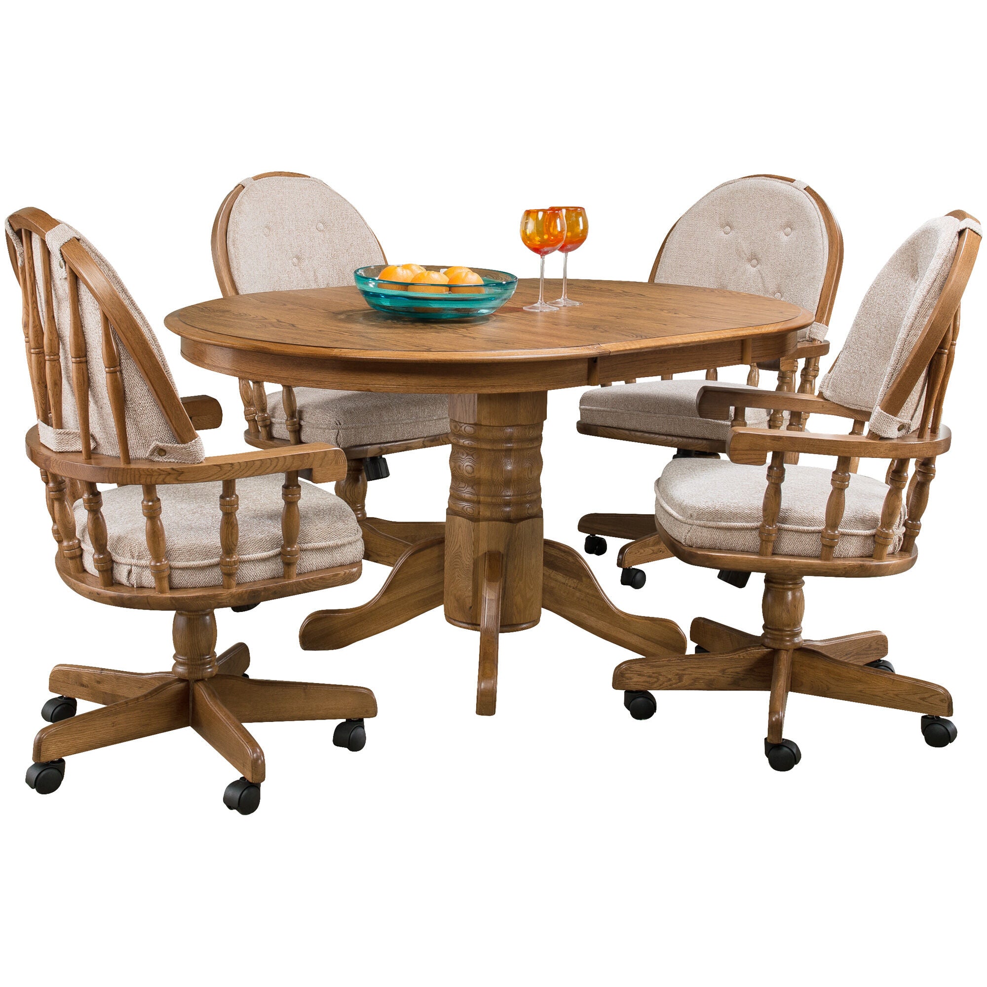 Jefferson 5 Piece Curved Swivel Pedestal Laminate Dining Set