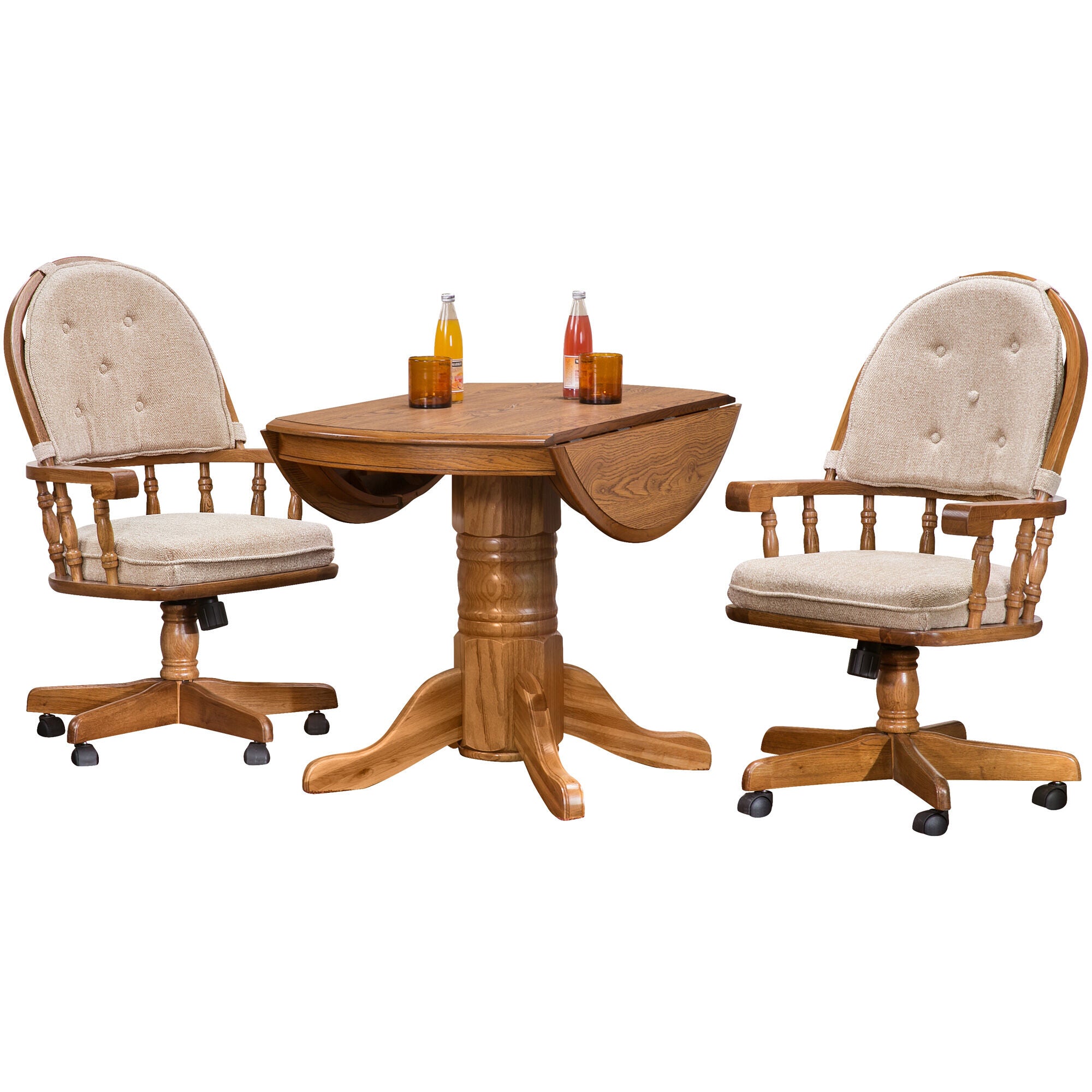 Jefferson 3 Piece Curved Tilt Drop Leaf Laminate Dining Set