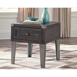 A room setting featuring Todoe Gray End Table
