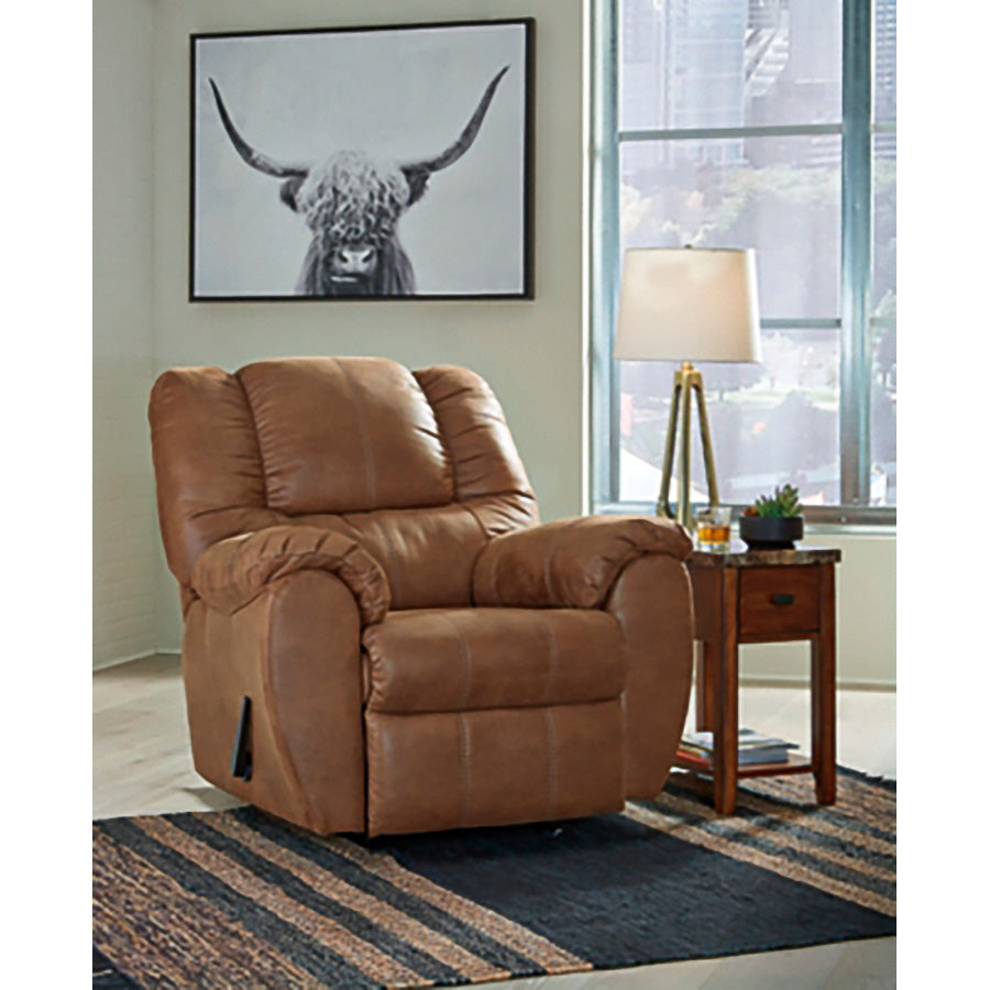 A room setting featuring McGann Saddle Rocker Recliner