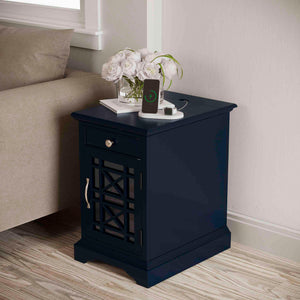 A room setting featuring Chilton Navy Chairside Table