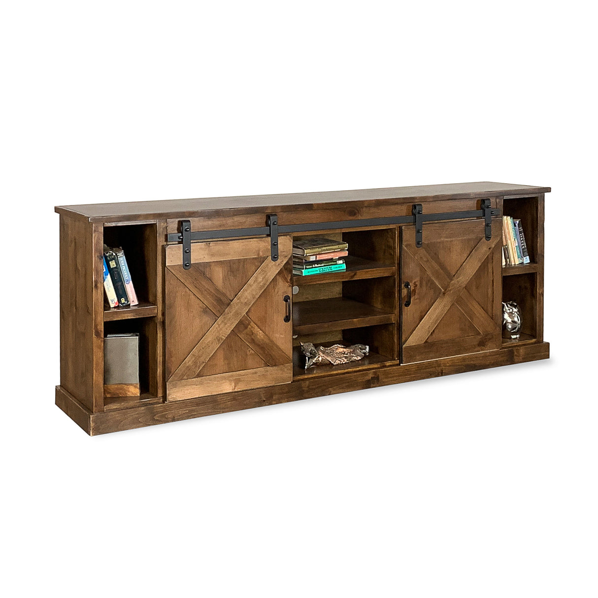 Front left view of Farmhouse Aged Whiskey 85 Inch Console