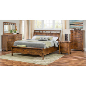A room setting featuring Whistler Retreat Dark Walnut California King Storage 4 Piece Room Group