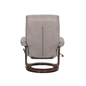 Back view of Valencia Light Gray Swivel Recliner with Flip Up Footrest