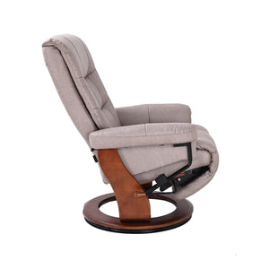 Side view of Valencia Light Gray Swivel Recliner with Flip Up Footrest