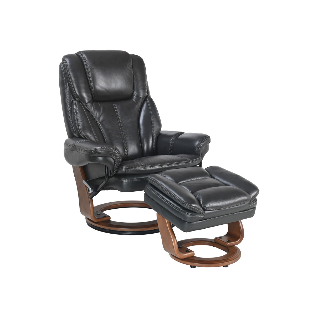 Front right view of Hana Gray Recliner with Ottoman