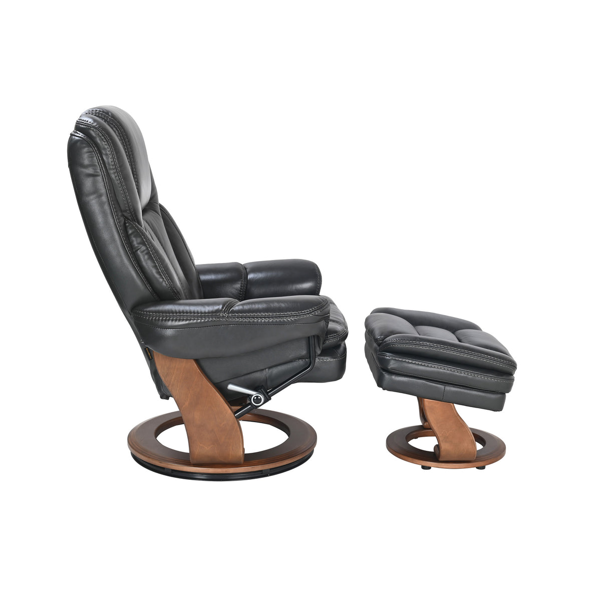 Side view of Hana Gray Recliner with Ottoman